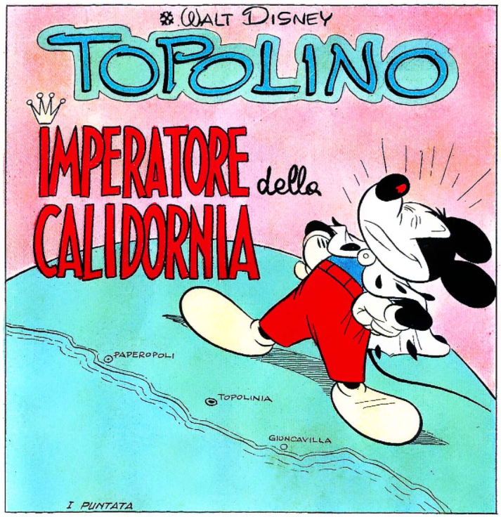 La vignetta iniziale della storia con la collocazione delle città del mondo Disney